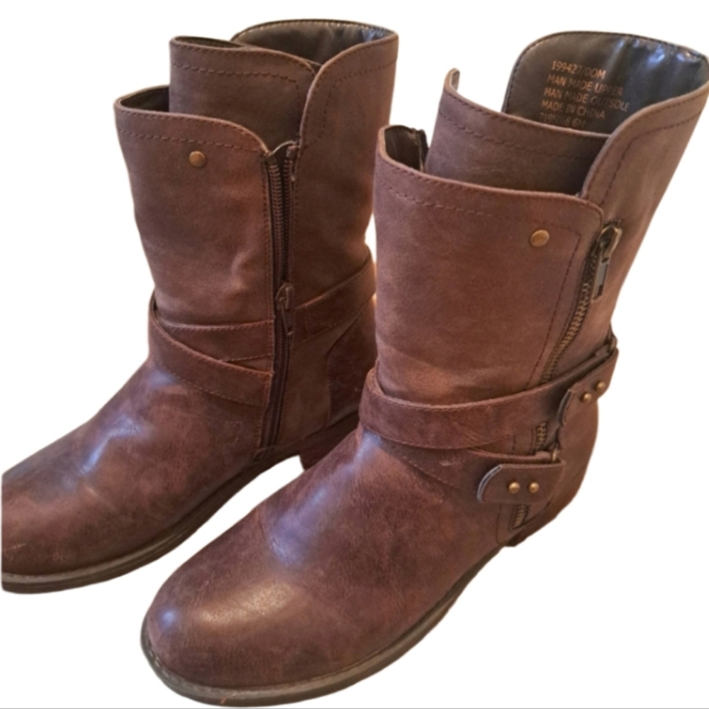 ✅️SOLD✅️  DIBA Brown Leather Western  Cowboy Zip Up Boots - Picture 4 of 5